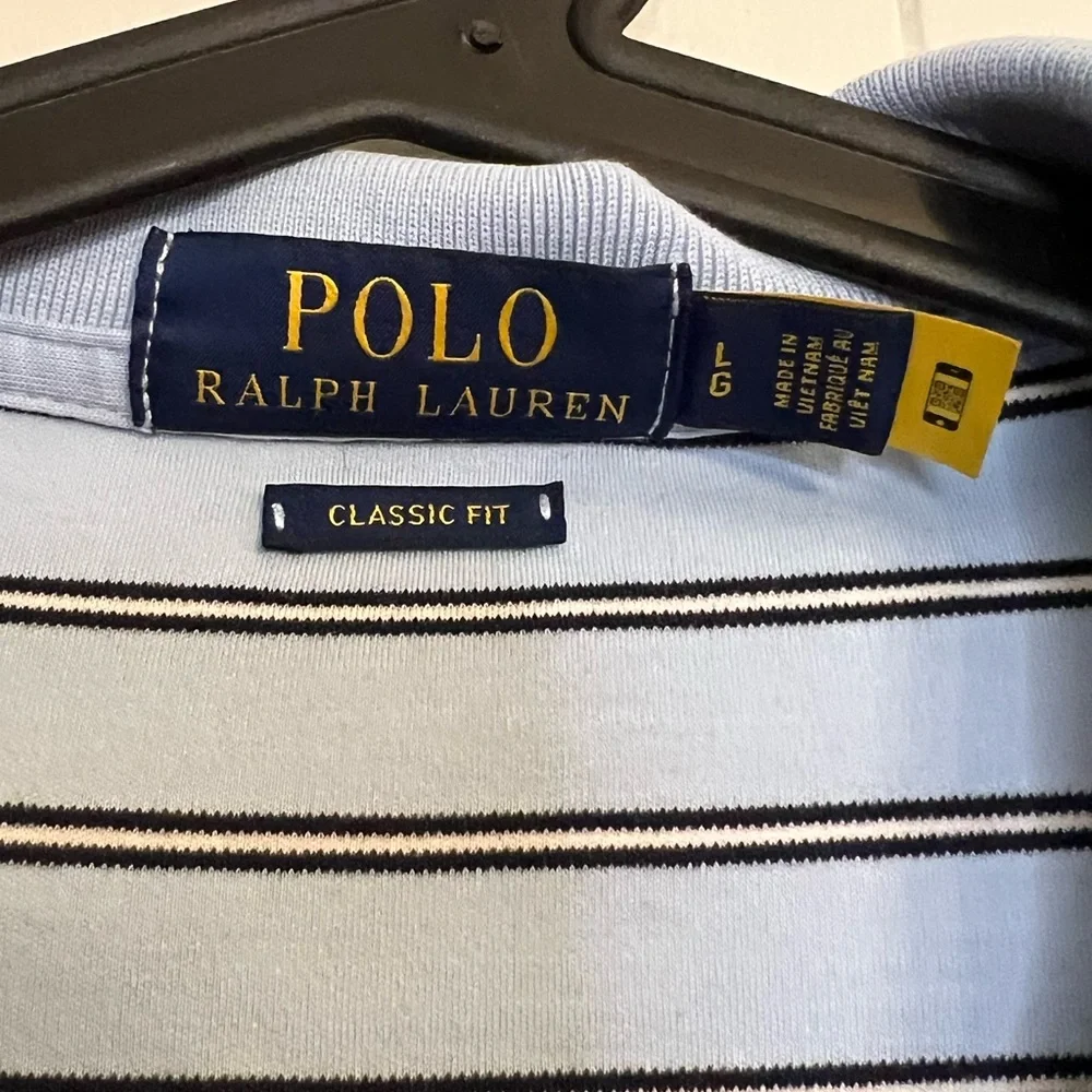 Polo Ralph Lauren Men's Classic Fit Striped‎ Polo Blue Size L